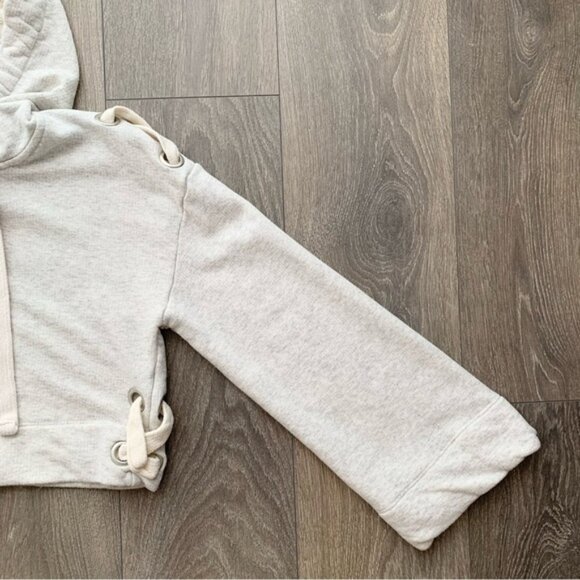 KENDALL & KYLIE Hoodie Sweater Hoody Bell Sleeve Cropped Pullover Oatmeal - Picture 8 of 16